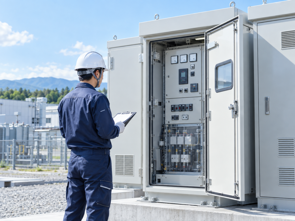 高圧受電設備の点検風景